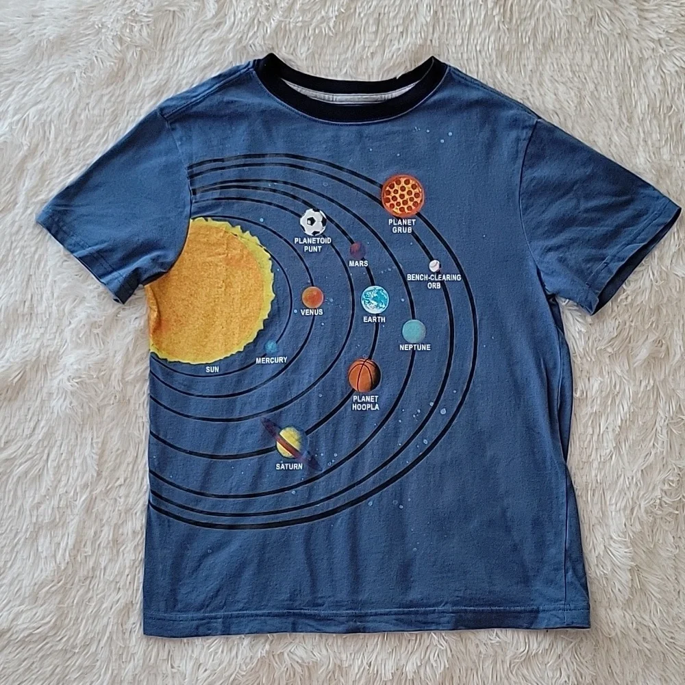 Gymboree Cosmic Club Solar System Graphic Short Sleeve Tee Shirt Size 14 Boys